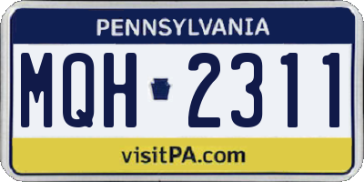 PA license plate MQH2311