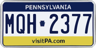 PA license plate MQH2377
