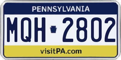 PA license plate MQH2802