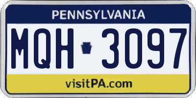 PA license plate MQH3097