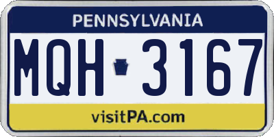 PA license plate MQH3167