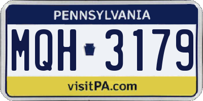 PA license plate MQH3179