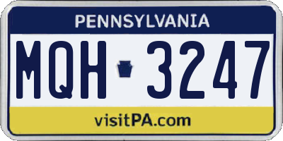 PA license plate MQH3247