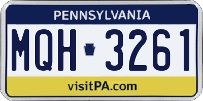 PA license plate MQH3261