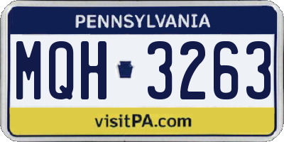 PA license plate MQH3263