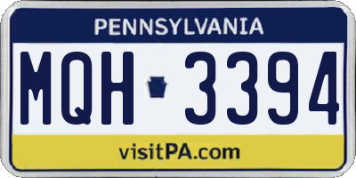 PA license plate MQH3394
