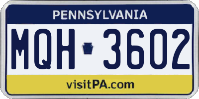 PA license plate MQH3602