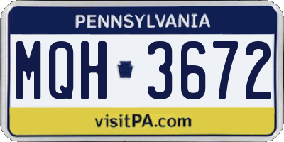 PA license plate MQH3672
