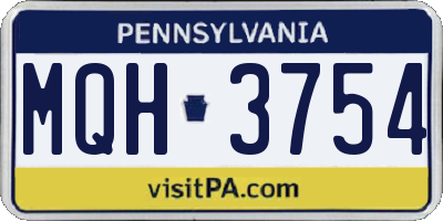 PA license plate MQH3754