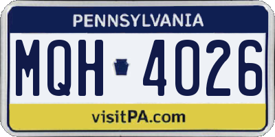 PA license plate MQH4026