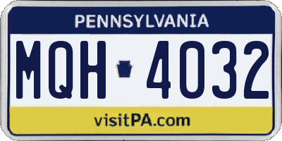 PA license plate MQH4032