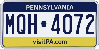 PA license plate MQH4072