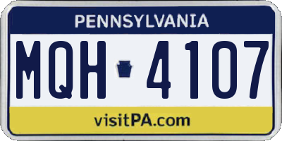 PA license plate MQH4107