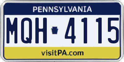 PA license plate MQH4115