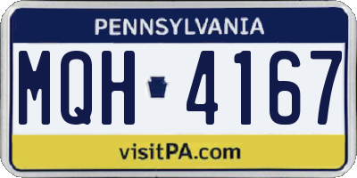PA license plate MQH4167