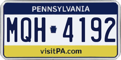 PA license plate MQH4192