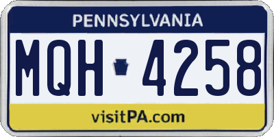 PA license plate MQH4258