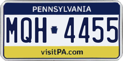 PA license plate MQH4455