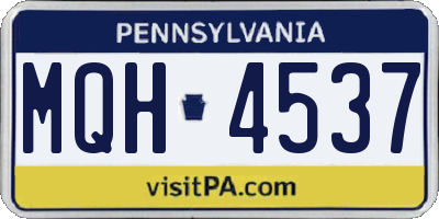 PA license plate MQH4537