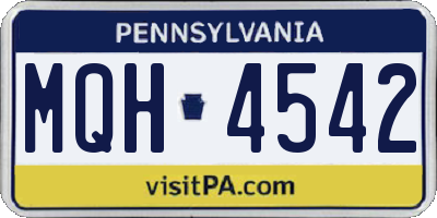 PA license plate MQH4542