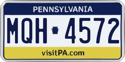PA license plate MQH4572