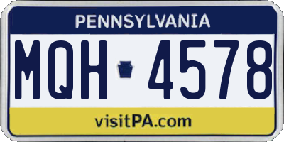 PA license plate MQH4578