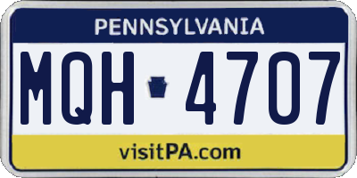 PA license plate MQH4707