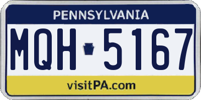 PA license plate MQH5167