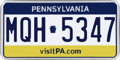 PA license plate MQH5347