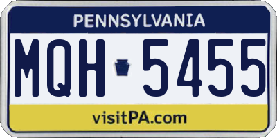 PA license plate MQH5455