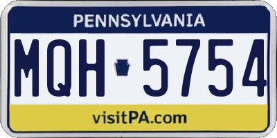 PA license plate MQH5754