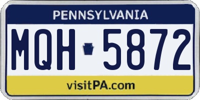 PA license plate MQH5872