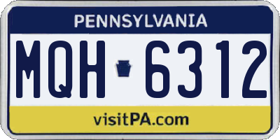 PA license plate MQH6312