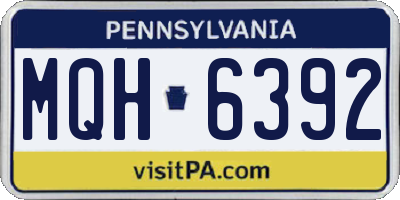 PA license plate MQH6392