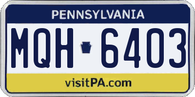 PA license plate MQH6403