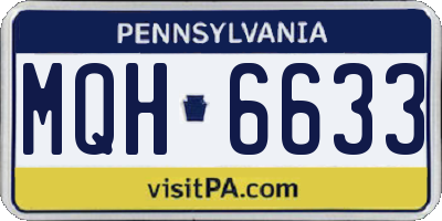 PA license plate MQH6633