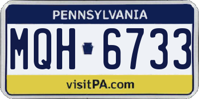 PA license plate MQH6733