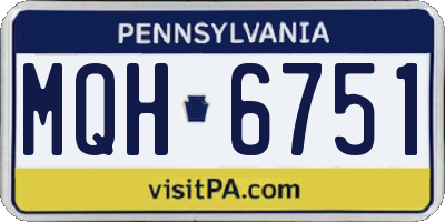 PA license plate MQH6751
