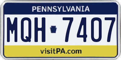 PA license plate MQH7407