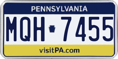 PA license plate MQH7455