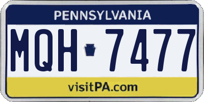 PA license plate MQH7477