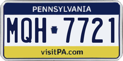 PA license plate MQH7721