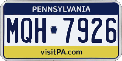 PA license plate MQH7926