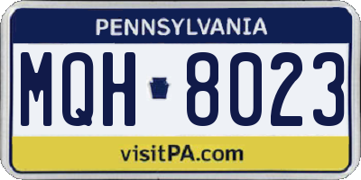 PA license plate MQH8023