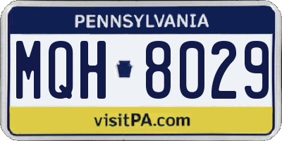 PA license plate MQH8029