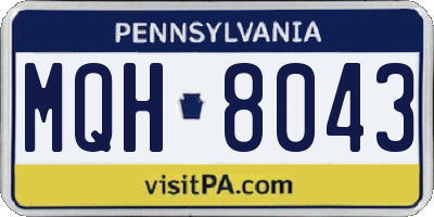 PA license plate MQH8043