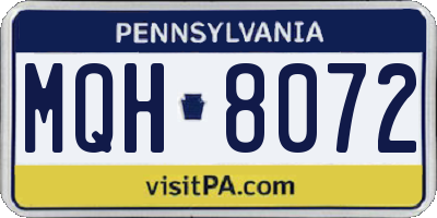 PA license plate MQH8072