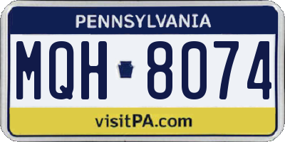 PA license plate MQH8074