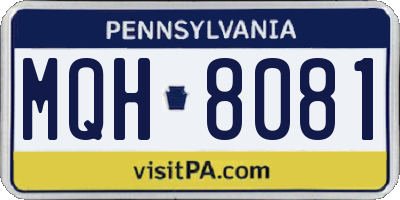 PA license plate MQH8081