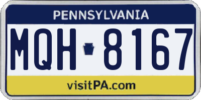 PA license plate MQH8167